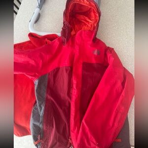 The North Face Kids' Vibrant Red and Charcoal Raincoat